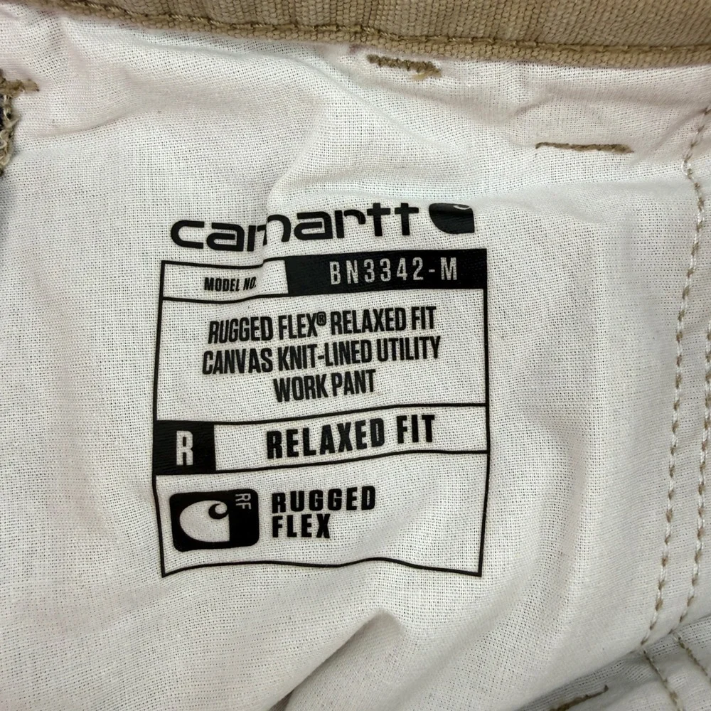 Carhartt Rugged Flex Relaxed Fit Knit Lined Canvas Utility Work Pants Tan 35x34 - Picture 4 of 11